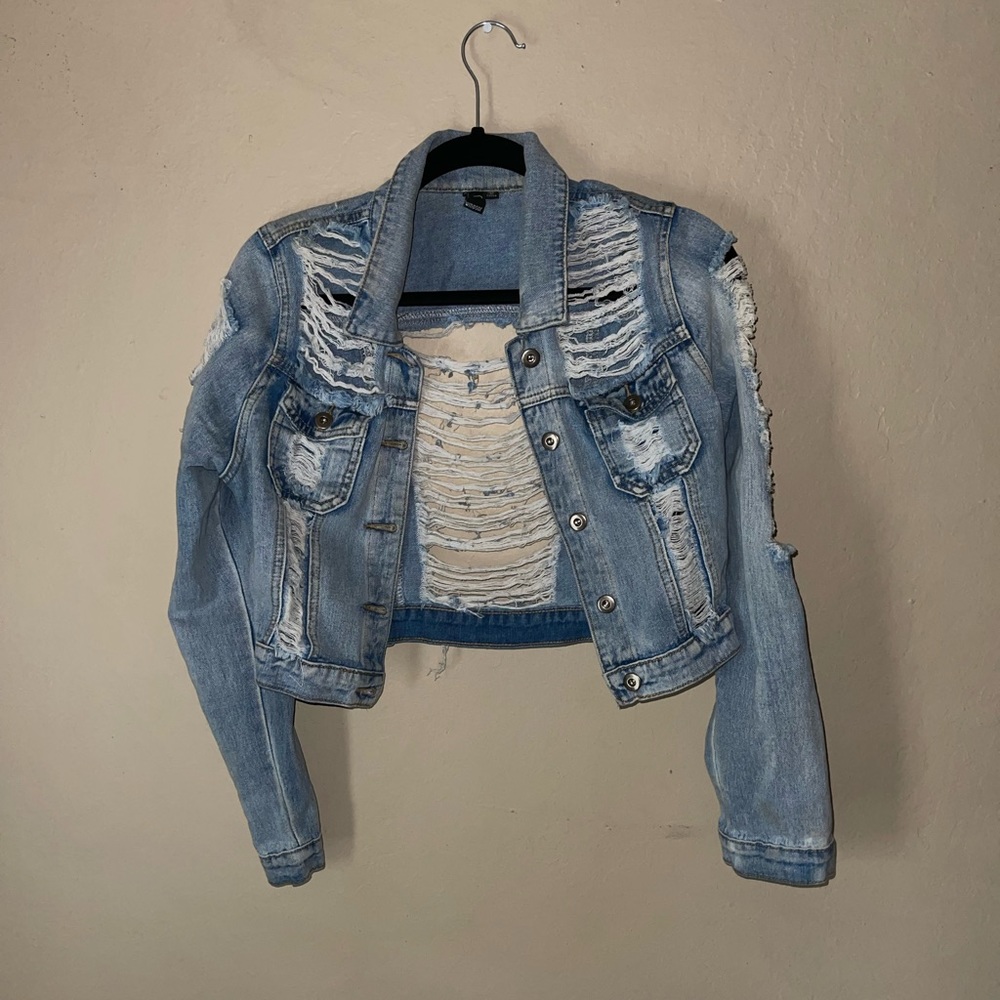 Windsor Distressed Cropped Denim Jacket